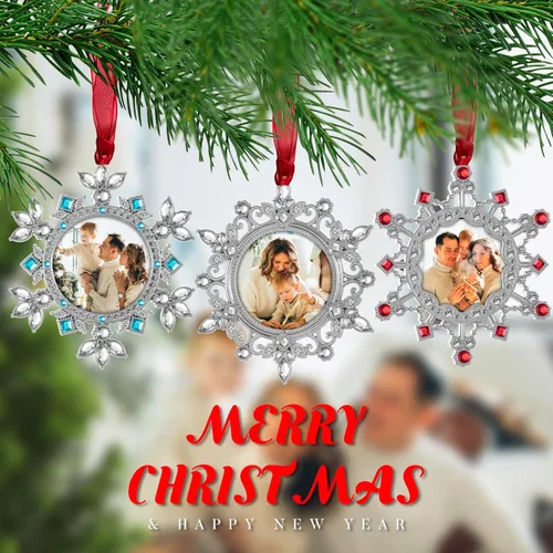 Miniatura 2 de GUOER Adornos de Marco de Fotos de Copo de Nieve para Árbol de Navidad, Regalo Conmemorativo de Vacaciones, Decoración del Hogar, Decoraciones