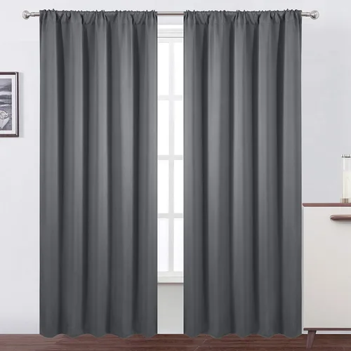 Miniatura 27 de LEMOMO Cortinas opacas negras para cocina, 42 x 45 pulgadas, juego de 2 paneles de cortinas opacas con bolsillo para cortinero para ventana pequeña