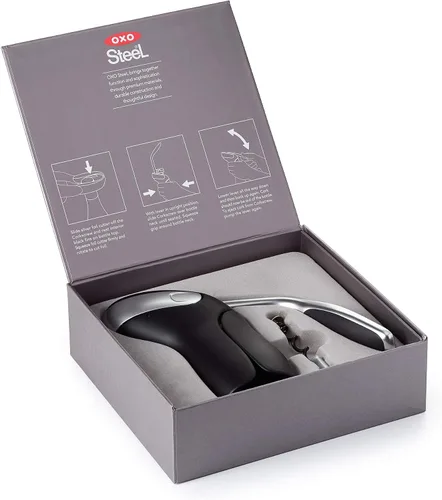 Miniatura 13 de OXO Sacacorchos de Palanca Vertical de Acero con Cortador de Papel de Aluminio Extraíble