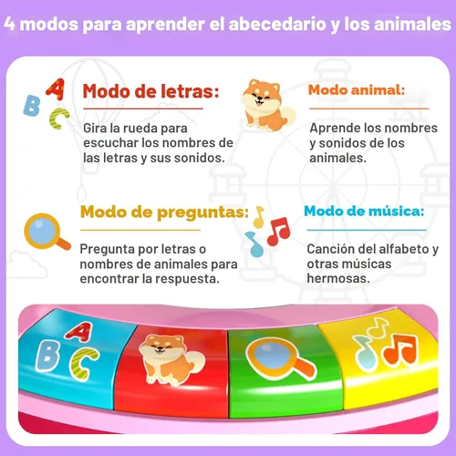 Miniatura 3 de Juguetes para niños de 1, 2 y 3 años, niños y niñas, Alfabeto musical con luces y sonidos para girar y cantar, juguetes educativos de aprendizaje