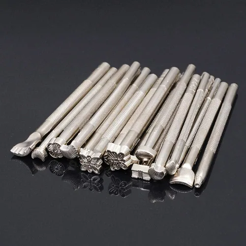 Miniatura 5 de Okared 20 piezas de herramientas de cuero para hacer sillín de trabajo, herramientas de manualidades, kits de sellos de cuero, herramientas