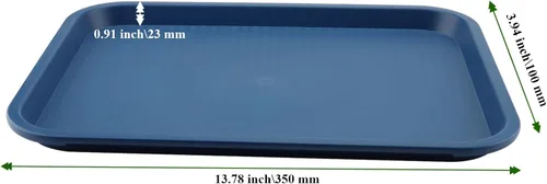 Miniatura 2 de Paquete de 5 bandejas azules de comida rápida de 13.8 x 10.6 pulgadas, bandejas rectangulares grandes para servir restaurante, bandejas de plástico