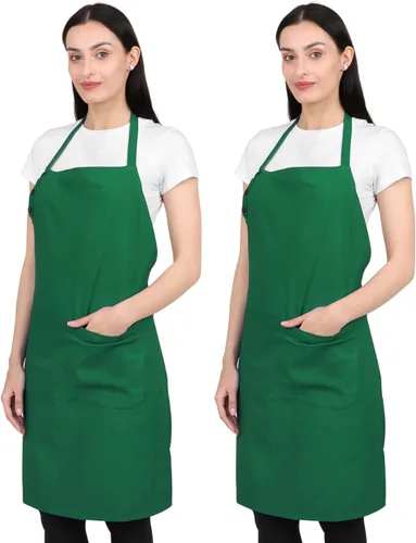 Miniatura 19 de Delantal de cocina de algodón resistente a las gotas de agua con delantales ajustables para mujer con bolsillos 8 opciones de color para cocinar