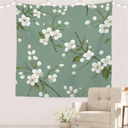 Miniatura 88 de Batmerry Tapiz azul y blanco, tapiz abstracto de pintura azul, negro, gris y blanco, para sala de estar, dormitorio, pared, decorativo, 51.2 x 59.1