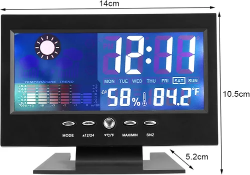 Miniatura 6 de Reloj digital, pantalla digital de temperatura y humedad con alarma, 12/24 horas conmutable para actividades y regalos