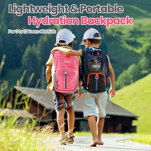 Miniatura 7 de Shinylin 2 piezas mochila de hidratación para niños con bolsa de agua de 1.5l mochila ligera para niños para senderismo mochila de agua para niños