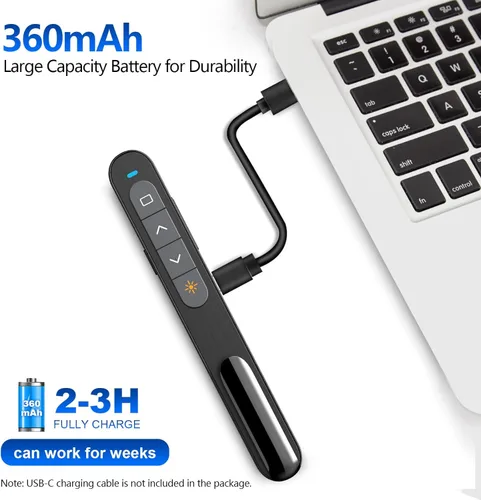 Miniatura 3 de Norwii N76 Recargable Presentación Clicker, Control Remoto de Presentación de Largo Alcance, Presentador Inalámbrico, Puntero para Presentaciones