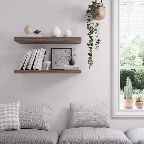 Miniatura 5 de Estante flotante, juego de 2 estantes de pared, 36 pulgadas de ancho x 12.75 pulgadas de profundidad x 2 pulgadas de alto, estante flotante de pared