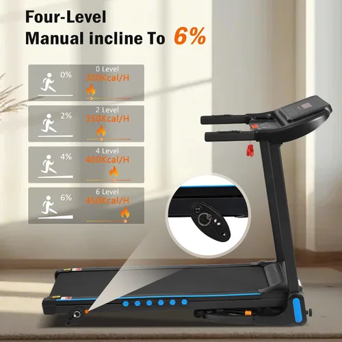 Miniatura 7 de Cinta de correr plegable resistente para uso doméstico, máquina eléctrica para correr, trotar y caminar con soporte para dispositivos, inclinación