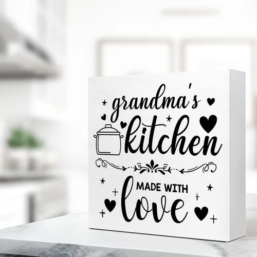 Miniatura 5 de LVQHI Letreros divertidos de madera para cocina, diseño de Kithcen de la abuela hecho con amor, caja de madera para estante de cocina, decoración