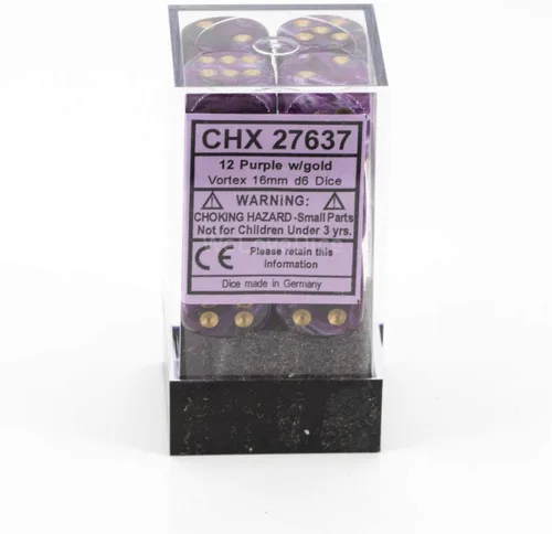 Miniatura 2 de DND - Juego de dados Chessex D&D de 0.630 in, juego de dados poliédricos de plástico vórtice morado y dorado, dados de mazmorras y dragones, incluye