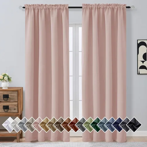 Miniatura 128 de OVZME Cortinas opacas turquesa para tratamiento de ventanas pequeñas, cortinas cortas con bloqueo de luz para ventana de cocina sobre el fregadero