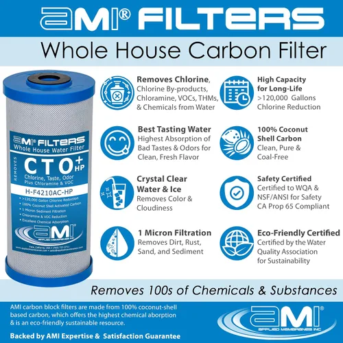 Miniatura 6 de Applied Membranes Inc. Reemplazo de cartucho de filtro de agua de 3 etapas para toda la casa, incluye cartuchos de filtro de sedimentos, carbono