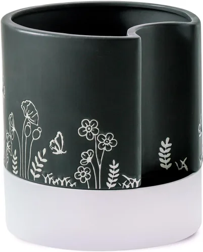 Miniatura 12 de Nihow Maceta de riego automático: maceta de cerámica de 6 pulgadas con orificio de drenaje y almacenamiento de agua para plantas de interior y Negro