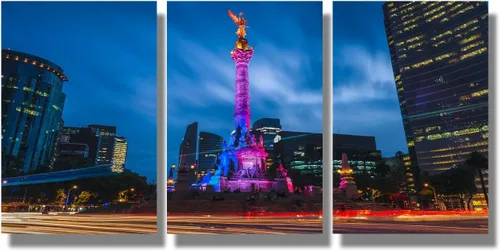 Miniatura 20 de Arte de pared con bandera de México para sala de estar, pintura de pared con textura envejecida y colorida de la bandera de México, 3 piezas