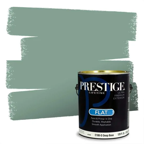 Miniatura 68 de Prestige Paints - Pintura exterior e imprimación en uno, 1 galón, plano, compatibilidad comparable con el color menta «Whipped Mint» de Behr