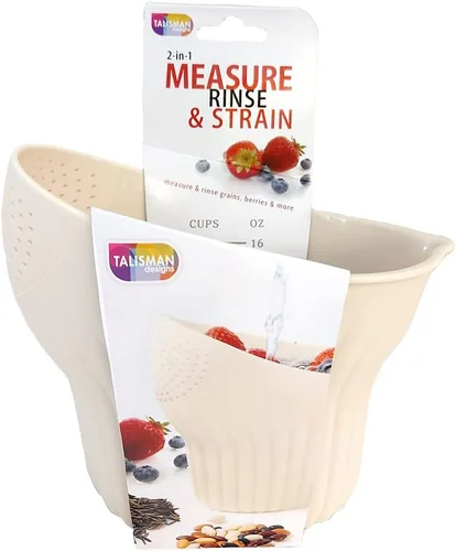 Miniatura 4 de Talisman Designs Enjuague y tensión 2 en 1 Capacidad para hasta 2 tazas Colador de alimentos Cesta de lavado de frutas Colador y colador