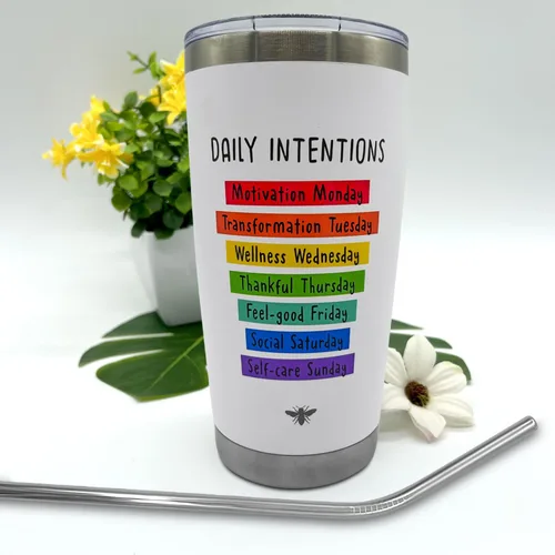Miniatura 7 de BEEYOND Vaso de 20 onzas, taza de café de viaje con tapa deslizante y popote, taza de café de acero inoxidable a prueba de derrames