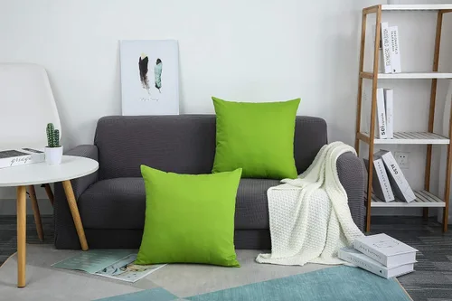 Miniatura 7 de TangDepot - Funda de almohada decorativa de algodón sólido, 12 x 12 pulgadas, verde manzana