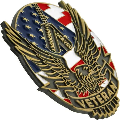 Miniatura 10 de PinMart Pin de veterano – Pin patriótico americano de solapa o sombrero – Orgulloso de ser retirado ejército, marina, fuerza aérea o cuerpo