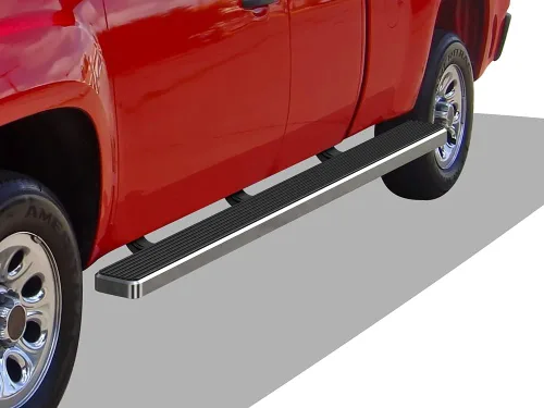 Miniatura 20 de APS - Estribos iBoard para Chevrolet con cabina extendida de 2 puertas completas + 2 puertas de apertura inversa, 4 pulgadas, Aluminio negro