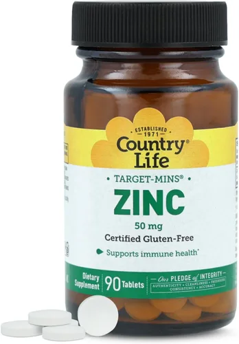Country Life Target-Mins Zinc 50 mg 90 tabletas – Suplementos de zinc para la salud inmune – Zinc 50mg – Soporte de zinc