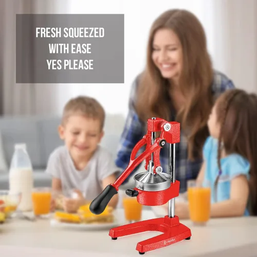 Miniatura 7 de Eurolux Exprimidor de cítricos de hierro fundido Prensa manual extra grande de grado comercial Exprimidor de mesa resistente para jugo de Rojo