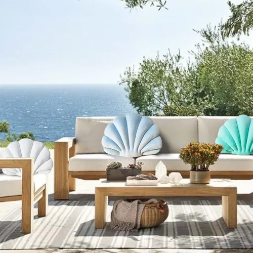 Miniatura 2 de YRXRUS Almohadas con forma de concha, almohada en forma de concha verde lago, almohada decorativa pequeña y linda con forma de concha marina