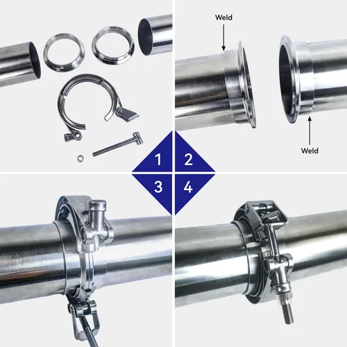 Miniatura 6 de HFS® Abrazadera de banda V de acero inoxidable 304 con brida macho hembra de liberación rápida para sistema de escape (2.5 pulgadas)