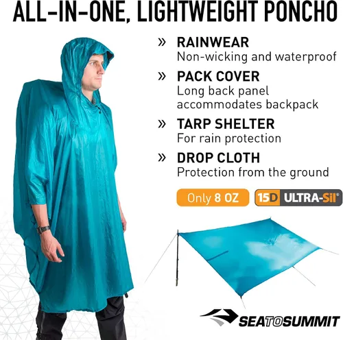 Miniatura 4 de Sea to Summit Ultra-Sil Nano Canvas Poncho 4 en 1 impermeable, cubierta del paquete, hoja de tierra y refugio Lima