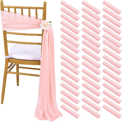 Miniatura 30 de Fanqisi 16 cintas para sillas con cintas de 8 pies de largo, cortinas de tela suave para decoración de bodas, iglesias, sillas, pasillos