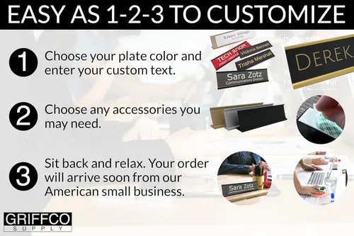 Miniatura 2 de Placa de nombre personalizada, sin soporte, 2 x 8 pulgadas, personalizable