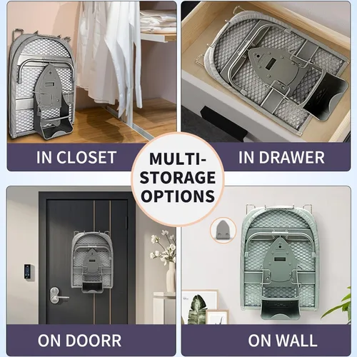Miniatura 8 de Tabla de planchar plegable con soporte de hierro, tabla de planchar de metal pequeña portátil que ahorra espacio con cubierta de algodón resistente