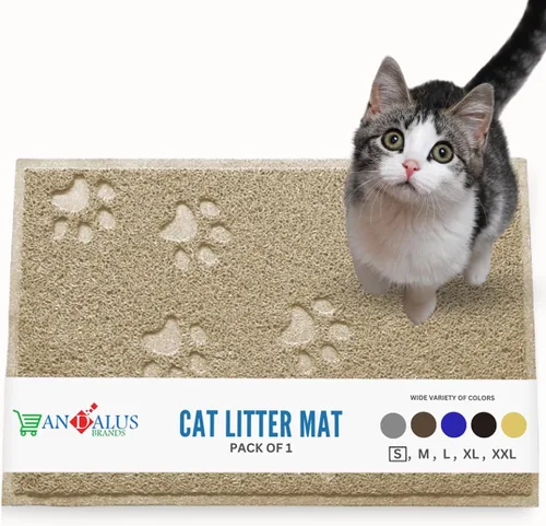 Miniatura 24 de Andalus Tapete Pequeño para Arena de Gatos, Paquete de 1 - Impermeable, Antideslizante y Fácil de Limpiar, Tapete para Caja de Arena de Gatos