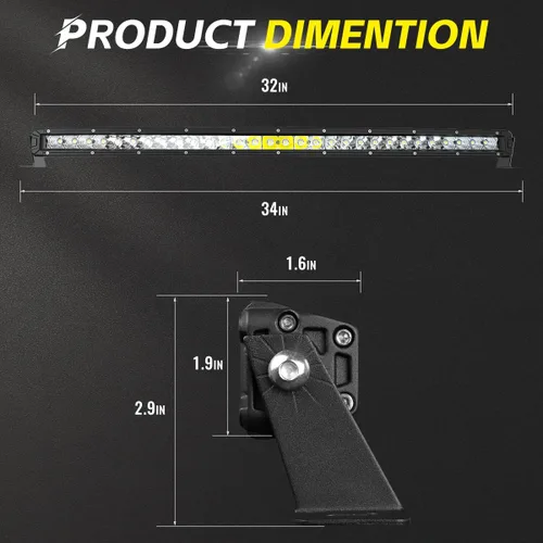 Miniatura 2 de Barra de luz LED curvada de 32 pulgadas, 240 W, superbrillante, combo de haz amplio y puntual, 48000 lm, barras de luz de una fila para conducción