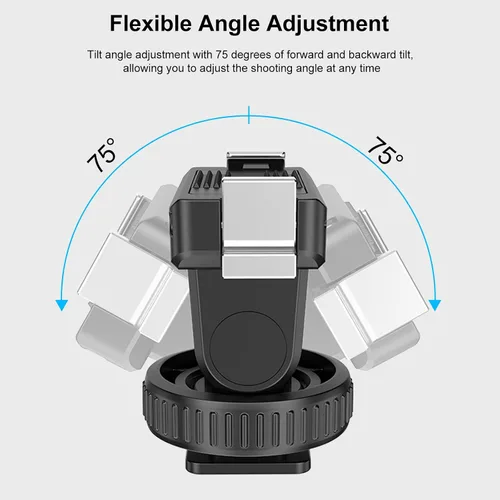 Miniatura 6 de PULUZ Soporte de montaje rápido para DJI Osmo Action 5 Pro/4/3, zapata fría con agujero de tornillo de 1/4 pulgadas y ajuste de inclinación de 75°