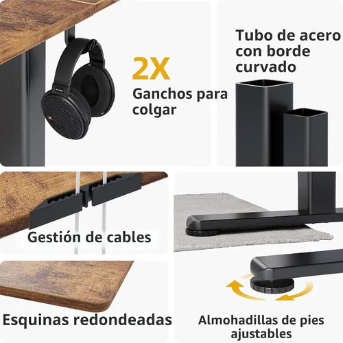 Miniatura 5 de Claiks - Escritorio eléctrico de pie, escritorio de altura ajustable para trabajar sentado o de pie, escritorio de oficina en casa con tablero