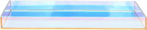 Miniatura 4 de ROYALITA Bandeja de acrílico iridiscente de 10 x 5 pulgadas – Pequeñas bandejas acrílicas para perfumes, bandeja decorativa para encimera de baño
