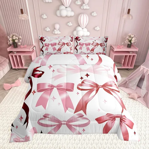 Miniatura 39 de Castle Fairy Rose Lipstick Bedding Set Elegant Quilted Comforter Set Twin Size,Women Cosmetic Duvet Insert with 1 Pillow Sham for Kids Boys Girls