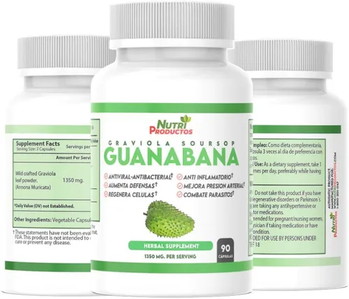 Miniatura 6 de Nutrisalud Products Cápsulas de Guanabana Extra potente 1350mg por porción. Set de 2 frascos con 90 Cap c/u. Aumenta Defensas, Anti Inflamatorio