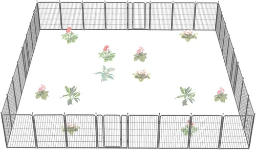 Miniatura 82 de FXW - Valla de jardín metálica y resistente para exteriores, barrera para perros y conejos, fácil instalación, negro, 24 pulgadas de alto x 29.6