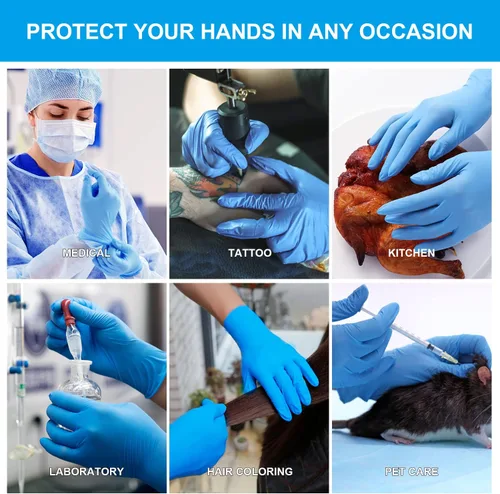 Miniatura 6 de FINITEX Guantes desechables de nitrilo para examen médico, 4 mil, sin polvo, sin látex, 100 unidades, para examen, limpieza del hogar, guantes