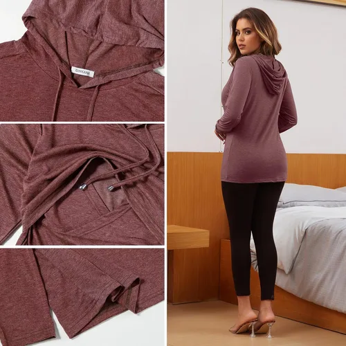 Miniatura 220 de GINKANA Sudadera con capucha para mujer, manga larga, lactancia materna, ropa casual