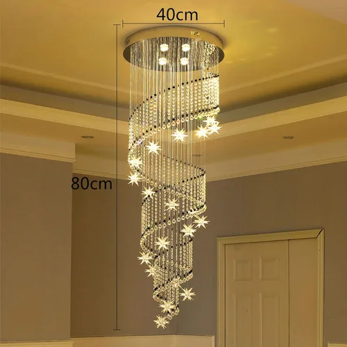 Moderna lámpara colgante de cristal K9 con forma de gota de lluvia en espiral de cristal, lámpara colgante para sala de estar, hotel, escaleras,