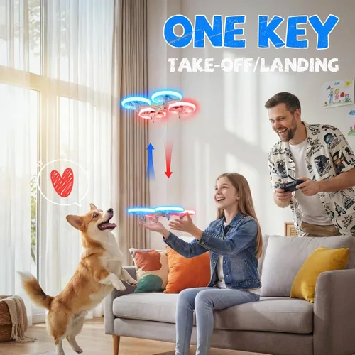 Miniatura 6 de Dron para niños y adultos, 3 baterías de 24 minutos de tiempo de vuelo, cuadricóptero RC anticolisión con luz LED, retención de altitud, regalos