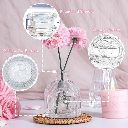 Miniatura 8 de UPBUD Juego de 12 jarrones de brotes de vidrio transparente, jarrones de flores mini para centros de mesa, jarrones pequeños a granel para Estándar