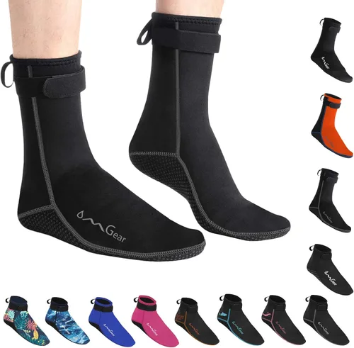 Miniatura 11 de Calcetines de agua de neopreno, calcetines de playa tipo botines de 0.118 pulgadas, con costuras invisibles antideslizantes para traje de neopreno