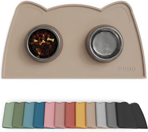 Miniatura 13 de OHMO - Tapete de silicona para comida para gatos, tapete de alimentación de mascotas para el piso, antideslizante e impermeable, bandeja para agua