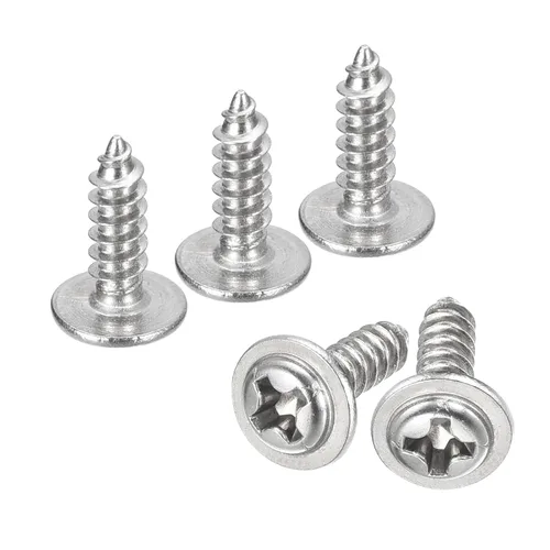 Miniatura 32 de uxcell ST3x6mm Phillips Pan Head Tornillo Autorroscante con Arandela, 100 piezas - Tornillo de madera de acero inoxidable 304 rosca completa (plata)