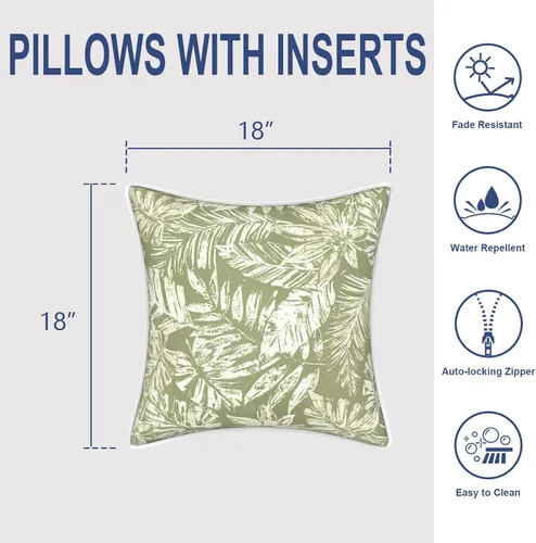 Miniatura 461 de Juego de 2 almohadas para exteriores de 16 x 16 pulgadas, repelentes al agua con interiores, para muebles de patio, hogar, jardín, geometría bohemia